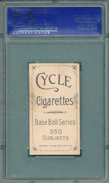 1909-1911 T206 Dunn, Jack Cycle Cigarettes PSA 4