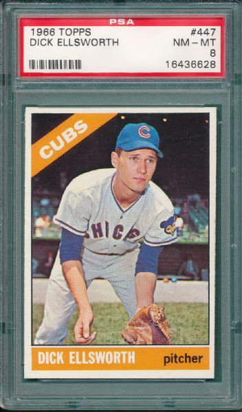 1966 Topps Lot of (3) Cubs W/ Ellsworth PSA 8