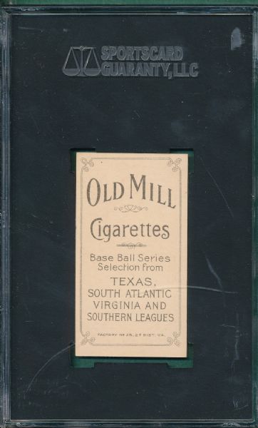 1909-1911 T206 Seitz Old Mill Cigarettes SGC 80 *Southern League*