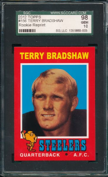 2012 Topps FB #156 Terry Bradshaw, SGC 98