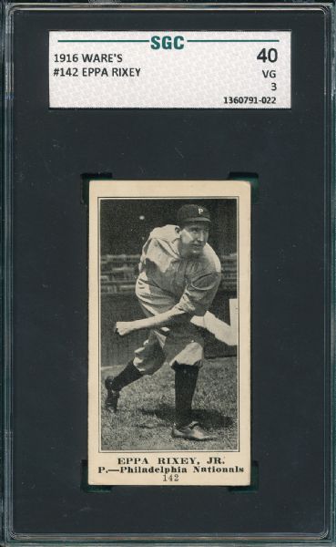 1916 Ware's #142 Eppa Rixey SGC 40 *Only One Graded*