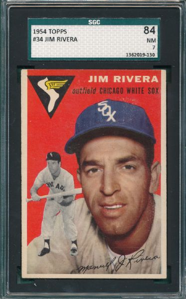 1954 Topps #34 Jim Rivera SGC 84