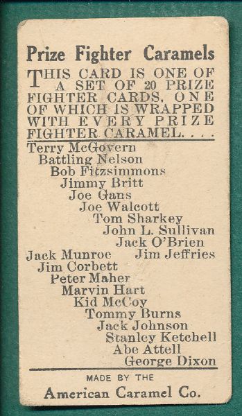 1909 E75 Prize Fighter Caramels, American Caramel Co., Lot of (9) W/ John L. Sullivan
