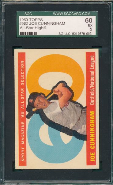 1960 Topps #562 Cunningham, AS & 1967 #559 Tracewski (2) Card Lot High #s SGC 