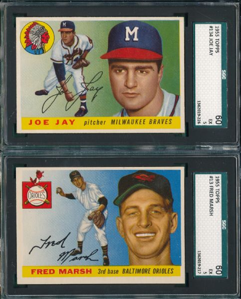 1955 Topps Lot of (10) W/ Jay, SGC 