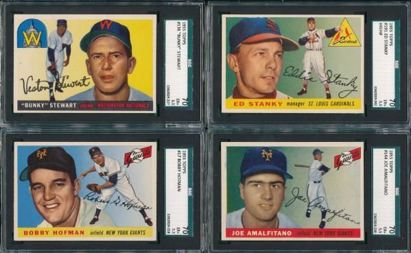 1955 Topps Lot of (4) W/ Stanky, SGC 70 *High Number*