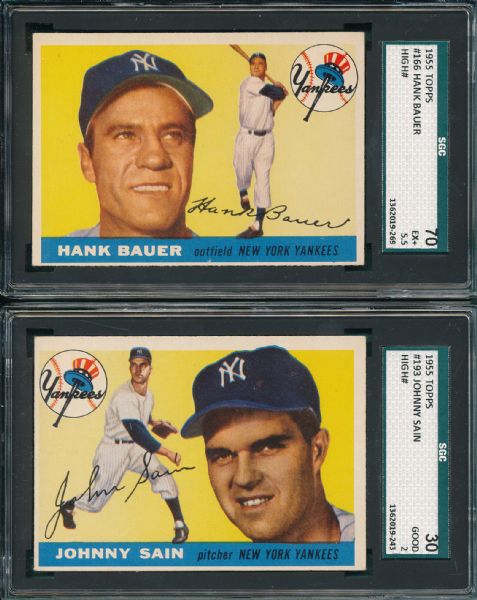1955 Topps #193 Sain & #166 Bauer Lot of (2) SGC *High Numbers*