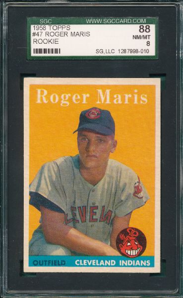 1958 Topps #47 Roger Maris SGC 88 *Rookie*
