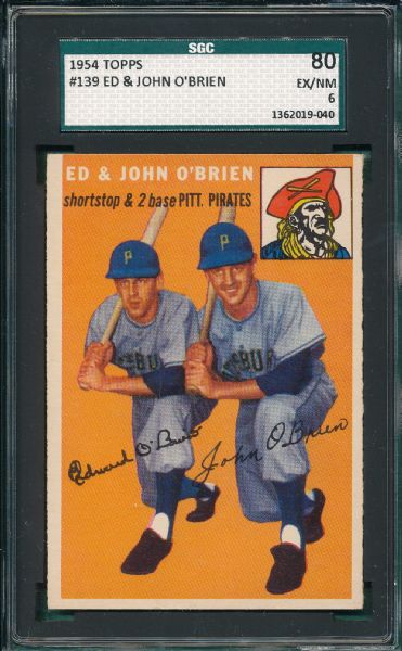 1954 Topps #139 Ed & John O'Brien SGC 80