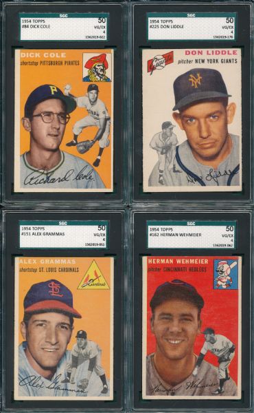 1954 Topps Lot of (13) National Leaguers W/ Rhodes, Rookie SGC 50