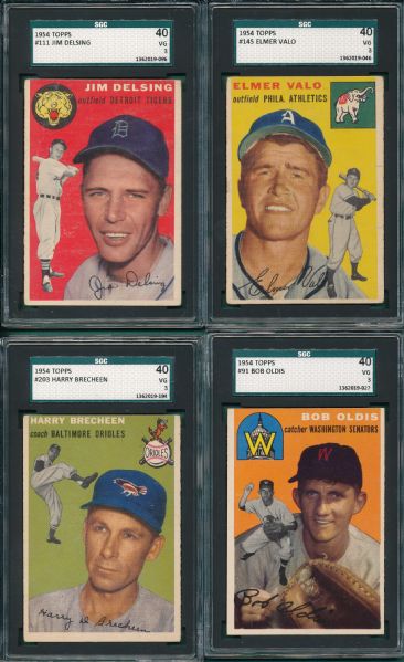 1954 Topps Lot of (11) American Leaguers W/ Rosen SGC
