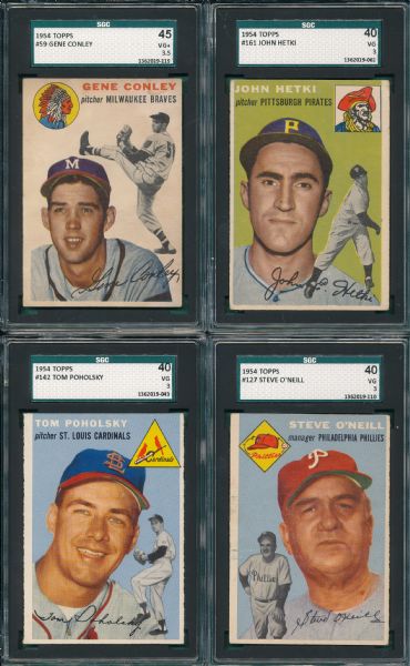 1954 Topps Lot of (8) National Leaguers W/ Conley SGC