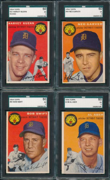 1954 Topps Lot of (8) Tigers/ White Sox SGC 60