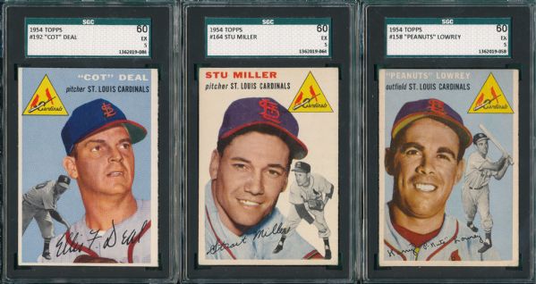1954 Topps Lot of (7) Reds/ Cards SGC 60