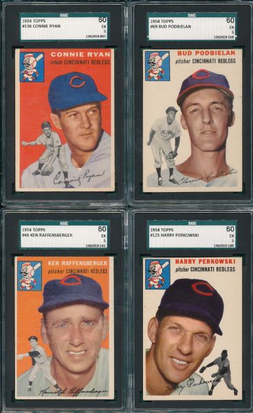 1954 Topps Lot of (7) Reds/ Cards SGC 60