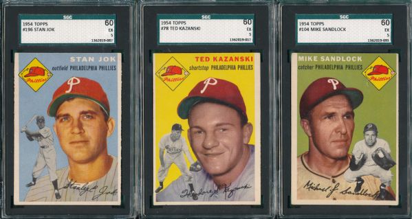 1954 Topps Lot of (7) Pirates/Phillies SGC 60