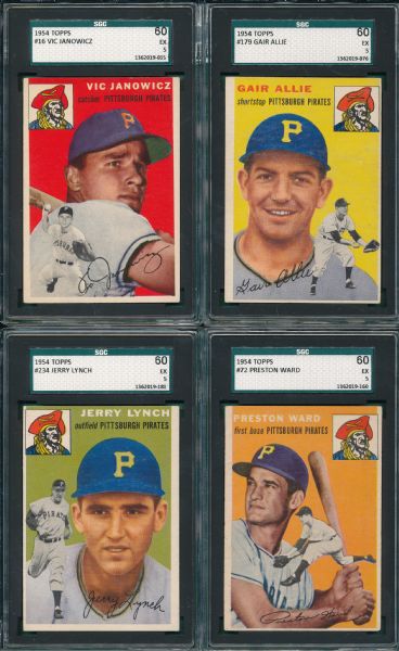 1954 Topps Lot of (7) Pirates/Phillies SGC 60