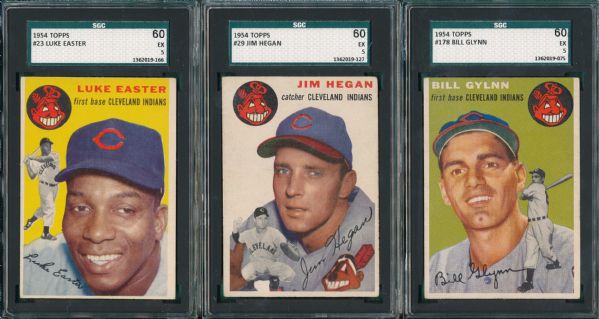 1954 Topps Lot of (6) Yankees/ Indians SGC 60
