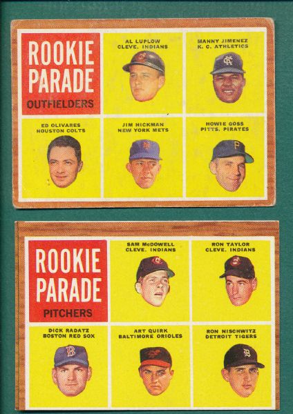 1962 Topps Rookie Parade High Numbers, #591 & #598 Lot of (2) 