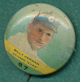 1932-34 Tatoo Gum Pin #67 Billy Herman