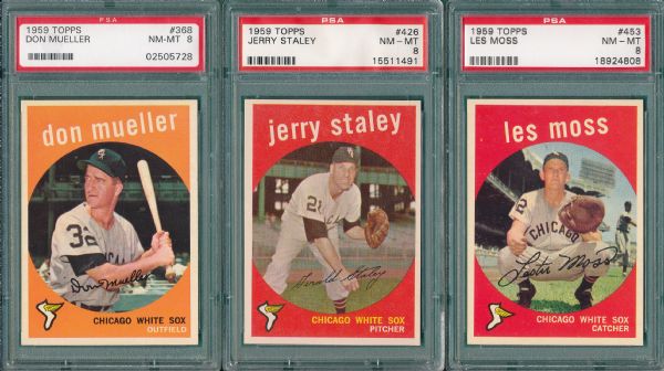 1959 Topps Lot of (3) White Sox W/Mueller PSA 8