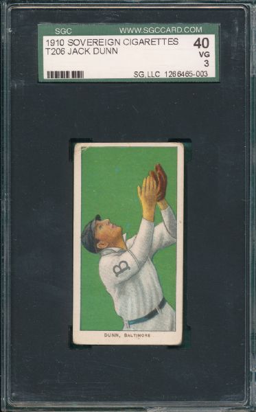 1909-1911 T206 Dunn, Jack, Sovereign Cigarettes SGC 40