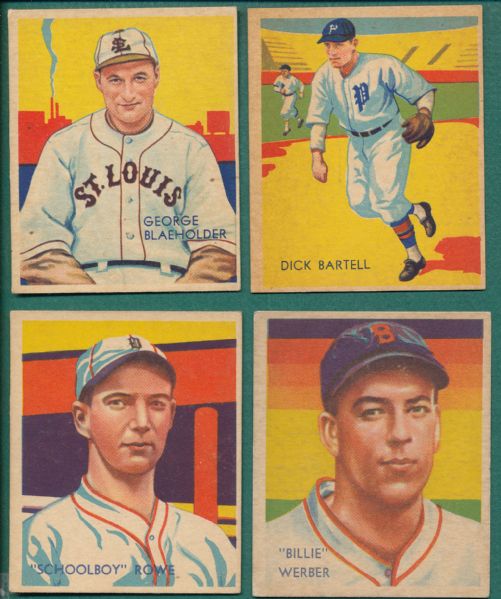1934-36 Diamond Stars (4) Card Lot W/ Rowe