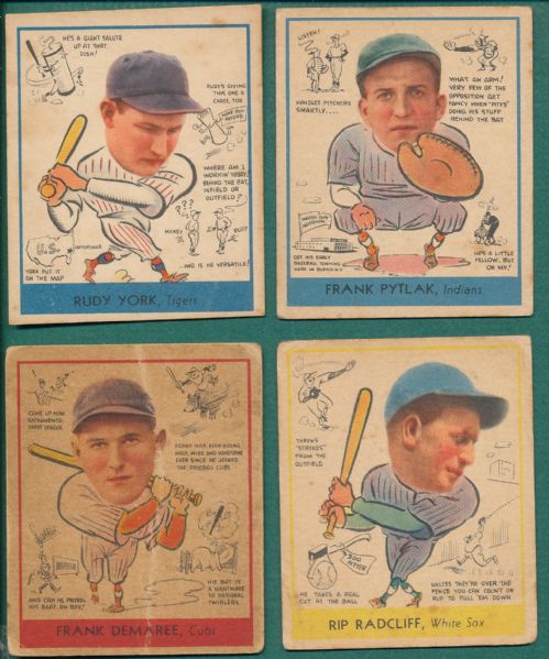 1938 Goudey Heads-Up Lot of (4) W/ DeMaree