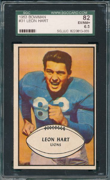 1953 Bowman FB #31 Leon Hart SGC 82