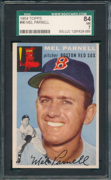 1954 Topps #40 Parnell & #46 Raffensberger (2) Card Lot, SGC 84