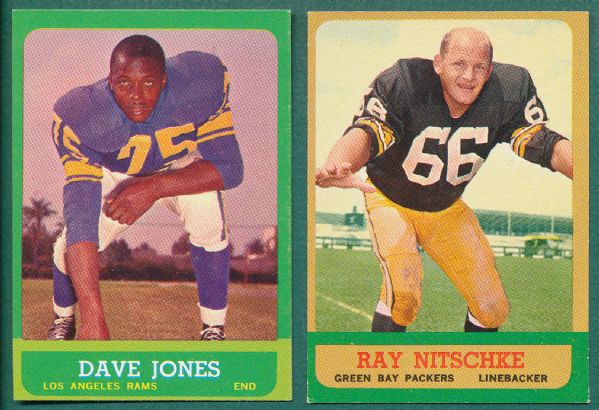 1963 Topps FB #44 Deacon Jones & #96 Nitscke (2) Card Rookie Lot