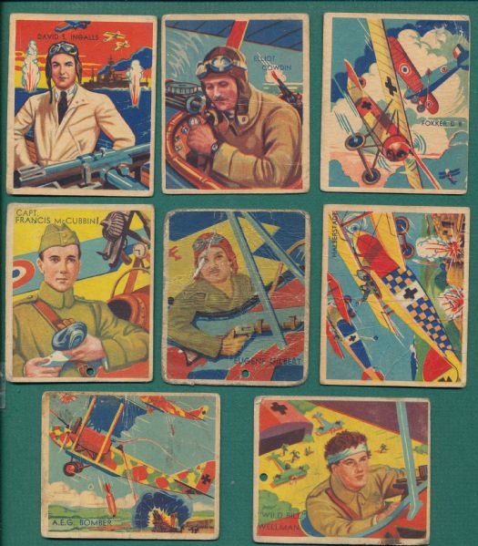 1934 National Chicle Skybirds Lot of (8) W/ Wellman