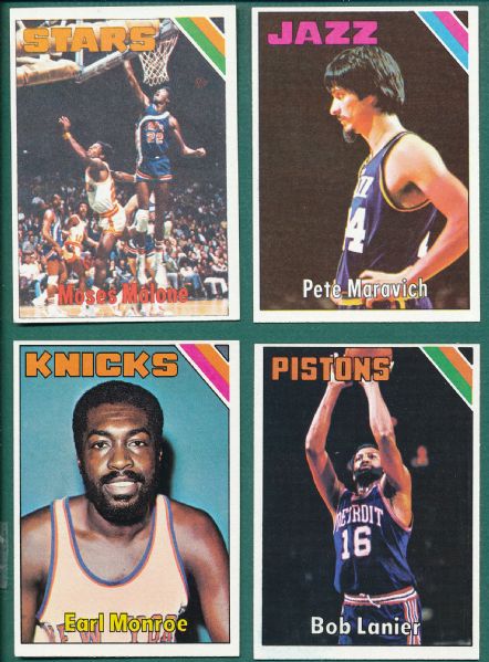 1975-76 Topps BSKT Lot of (13) W/ Moses Malone, Rookie