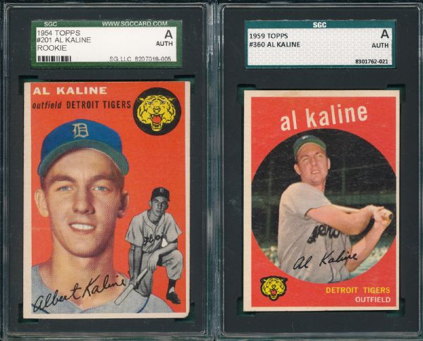 1954/59 Topps #201 Al Kaline Lot of (2) SGC W/ Rookie