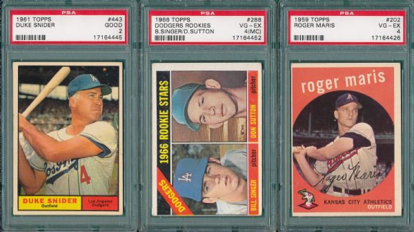 1959-66 Topps Lot of (5) PSA W/ Mantle & Musial