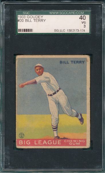 1933 Goudey #20 Bill Terry SGC 40