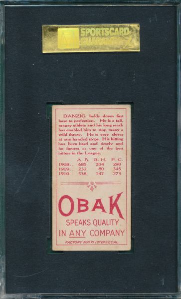 1911 T212 Danzig Obak Cigarettes SGC 40