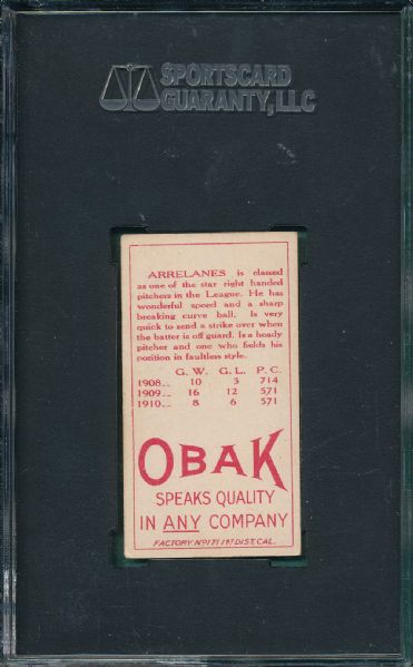 1911 T212 Arrelanes Obak Cigarettes SGC 40