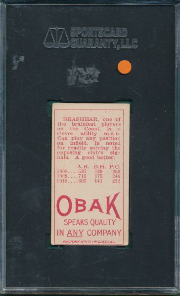 1911 T212 Brashear Obak Cigarettes SGC 50