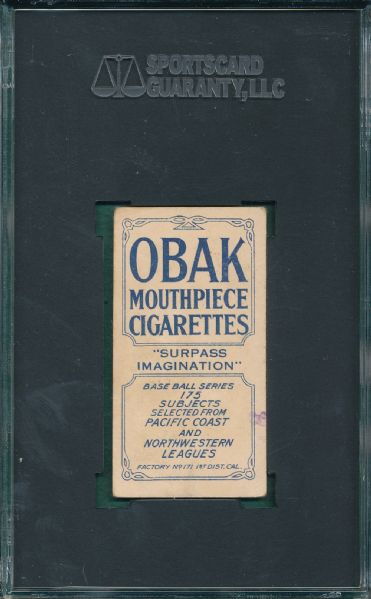 1910 T212 Annis Obak Cigarettes SGC 40