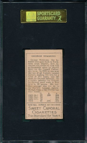 1911 T205 Simmons Sweet Caporal Cigarettes SGC 60