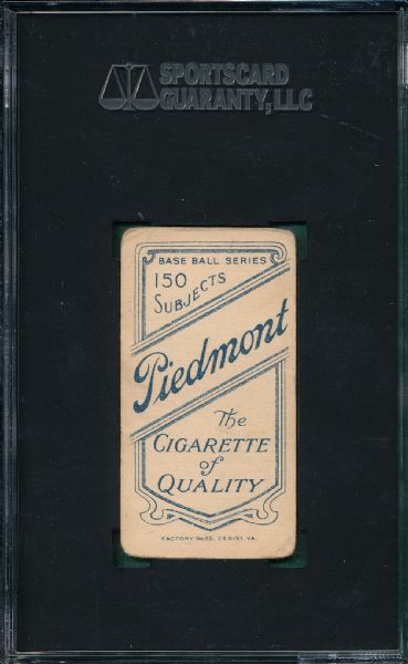 1909-1911 T206 Ty Cobb, Bat On, Piedmont Cigarettes SGC 20