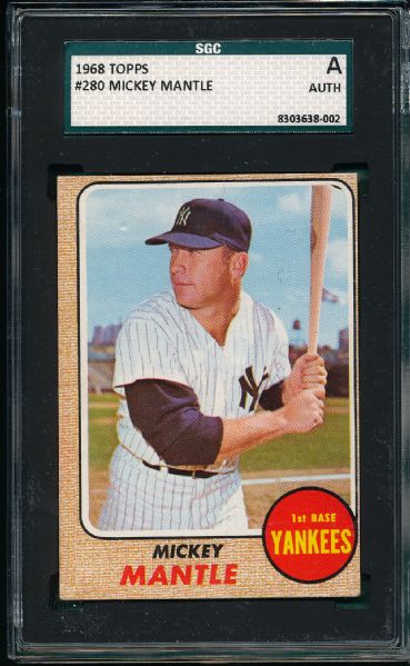 1968 Topps #280 Mickey Mantle SGC Authentic