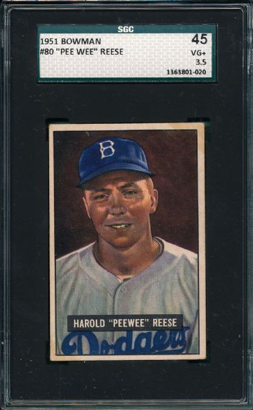 1951 Bowman #80 Pee Wee Reese SGC 45
