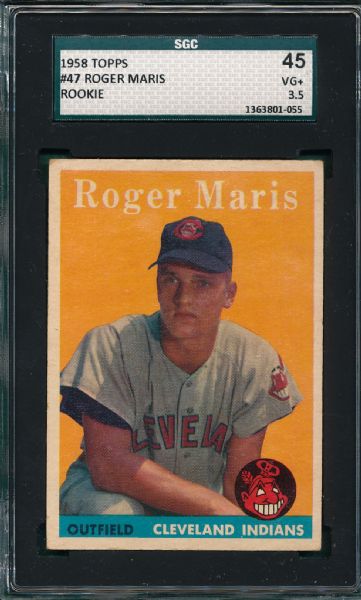 1958 Topps #47 Roger Maris, Rookie SGC 45