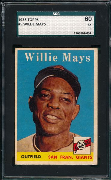 1958 Topps #5 Willie Mays SGC 60
