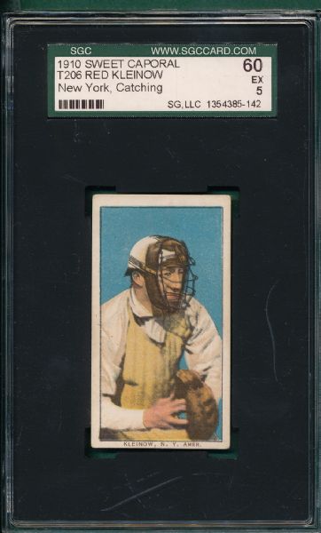 1909-1911 T206 Kleinow, NY, Catching, Sweet Caporal Cigarettes SGC 60