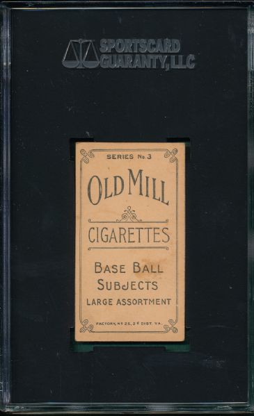 1910 T210-3 Stringer Old Mill Cigarettes SGC 60 *Orange Border* *Highest Graded, Low Pop*