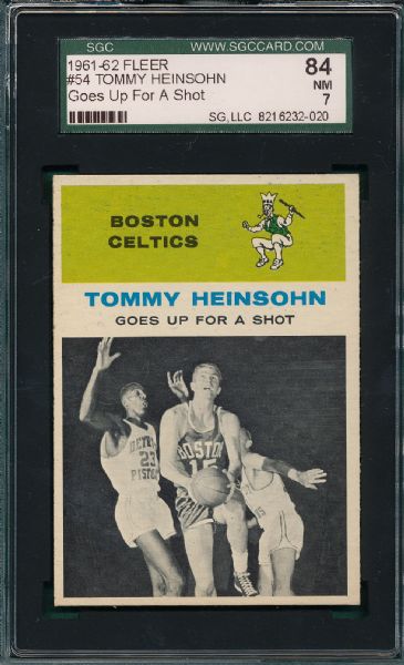 1961-62 Fleer #54 Tommy Heinsohn SGC 84