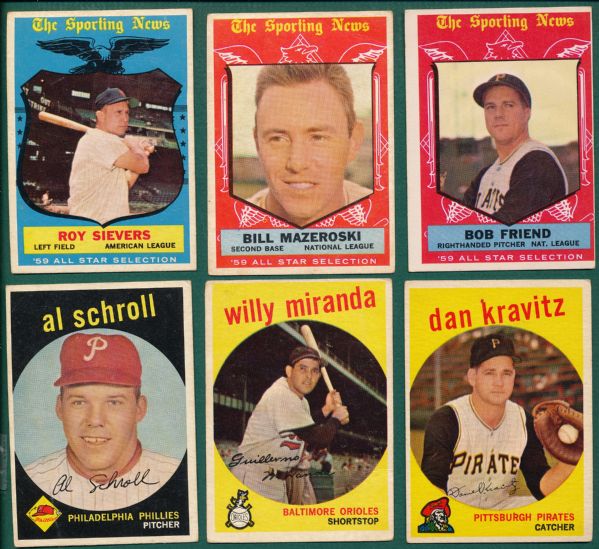 1959 Topps High Numbers Lot of (18) W/ Mazeroski AS